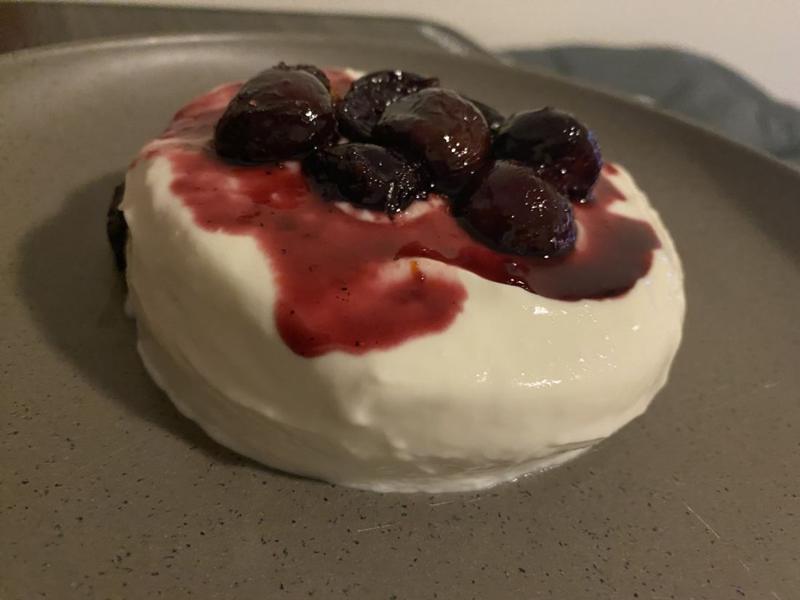 A berry-topped cheesecake