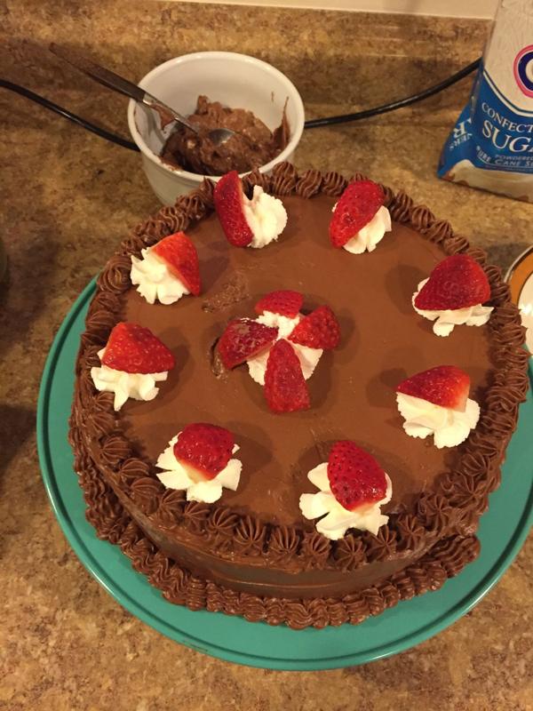 Chocolate and strawberry layer cake