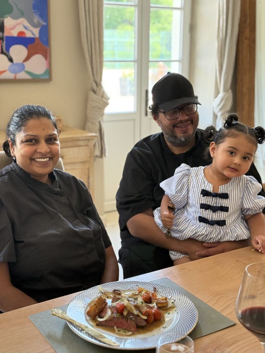 Chef Parag, Alpna and their daughter Zoe at the table