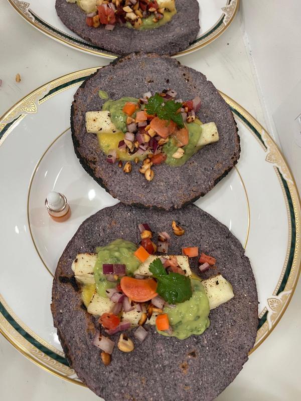 Indo-Texan blue corn tacos by Chef Parag