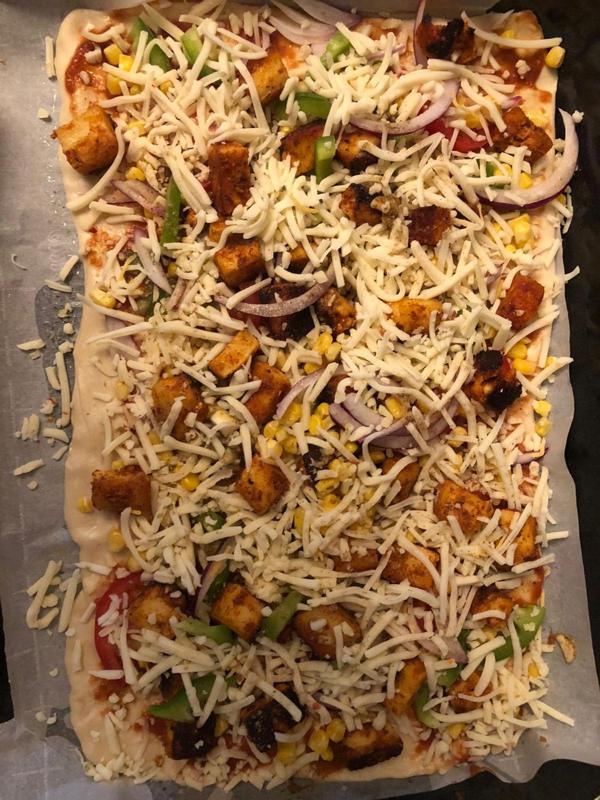 Loaded flatbread with Indian spiced toppings