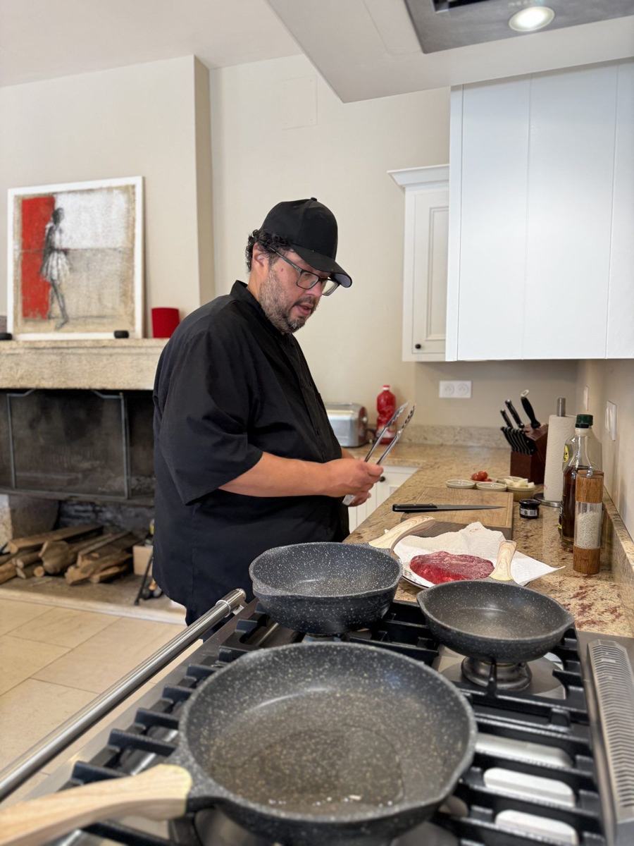 Chef Parag cooking in a client's home kitchen