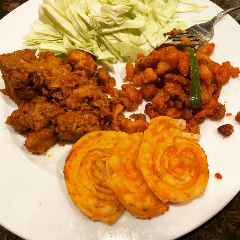 A platter of pakoras and jalebi